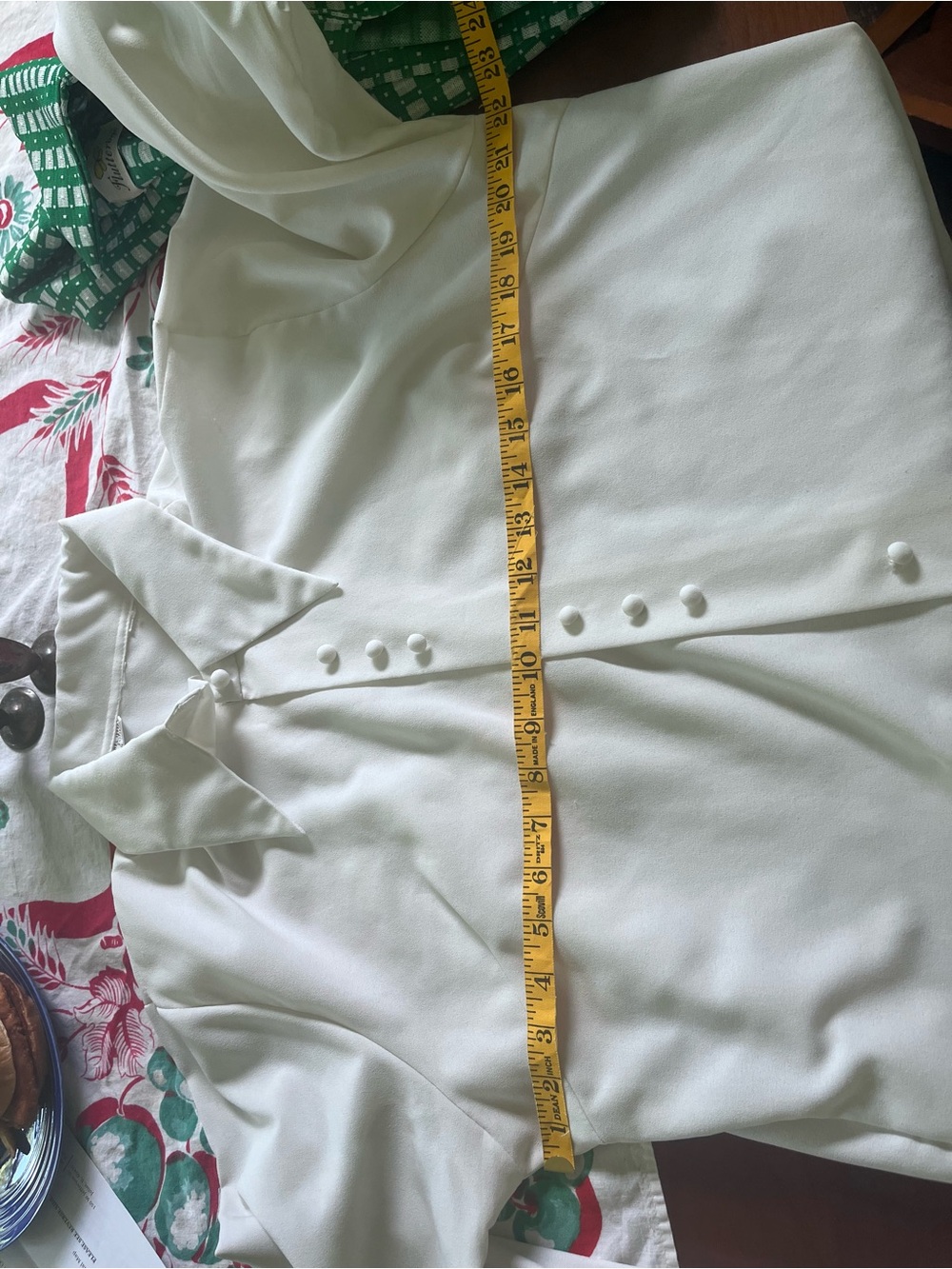 True vintage 60s/70s Green and white Two-Piece Suit with White blouse - Picture 10 of 11